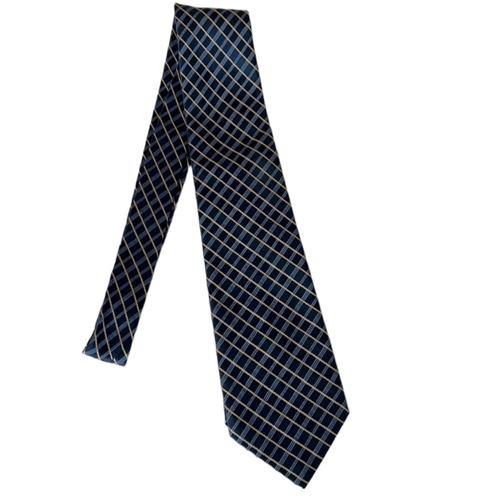 Jones New York Silk Tie Navy Blue Gold Diagonal Stripe Classic